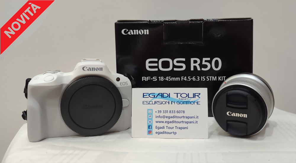 Fotocamera mirrorless Canon EOS R50 Bianca